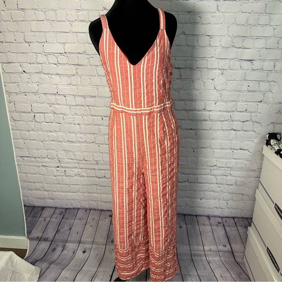Anthropologie Pants - Anthropologie Coral and White Striped Jumpsuit